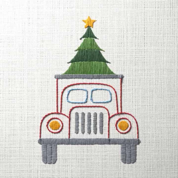 Christmas tree truck: preview of the stitched design