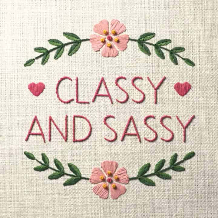 Classy and sassy: preview of the stitched design