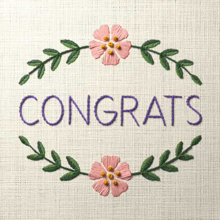 Congrats: preview of the stitched design
