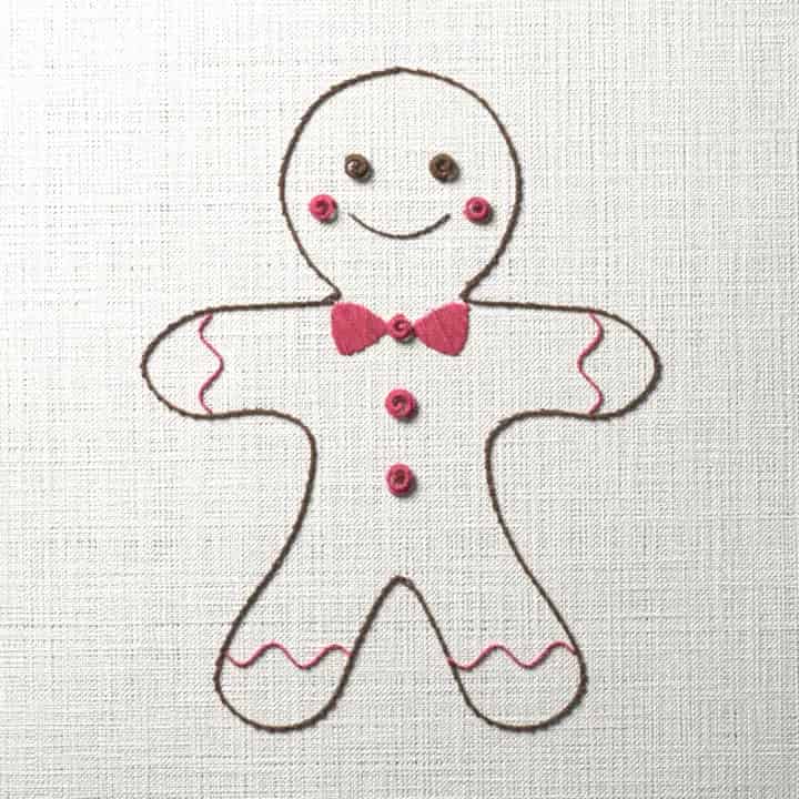 Gingerbread cookie: preview of the stitched design