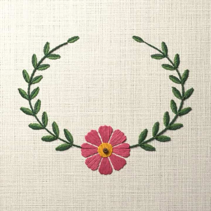Cosmos oval frame: preview of the stitched design