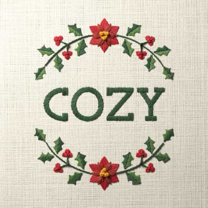 Cozy in holly: preview of the stitched design