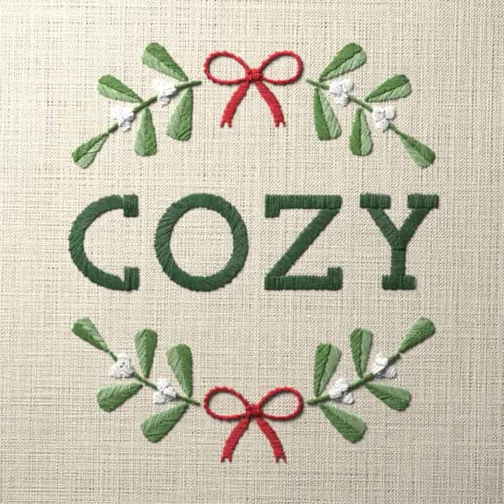 Cozy in mistletoe: preview of the stitched design