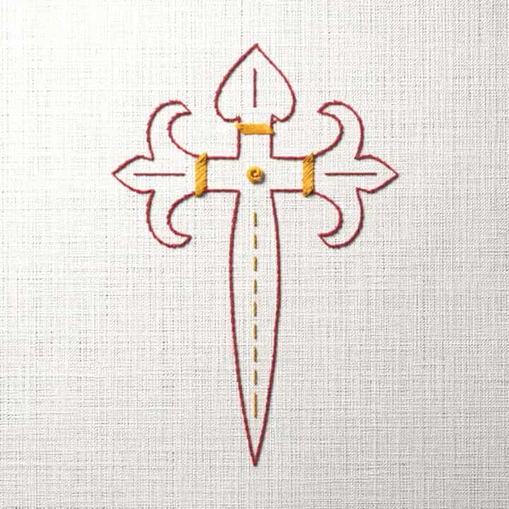 Santiago cross: preview of the stitched design