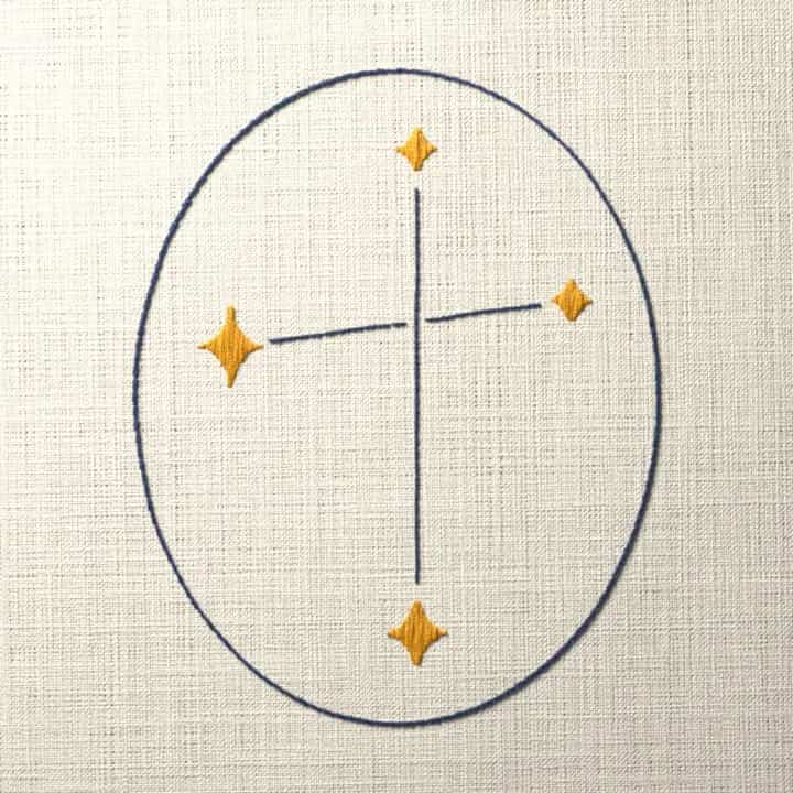 Crux constellation: preview of the stitched design
