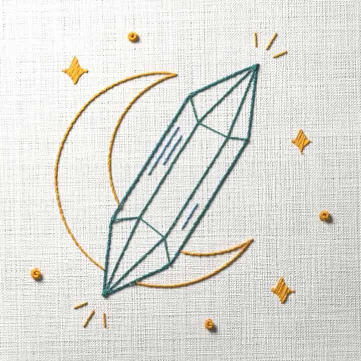 Crystal moon: preview of the stitched design