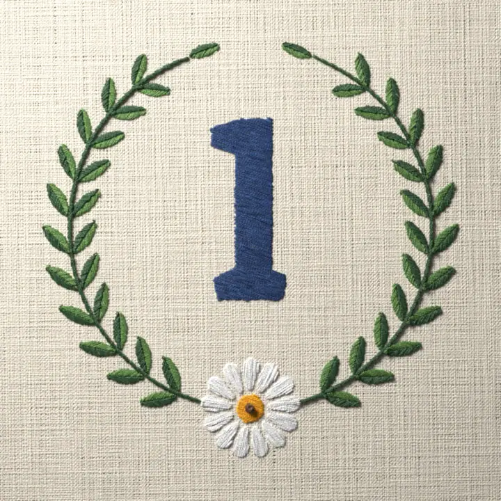 Daisy laurel number, number 1: preview of the stitched design