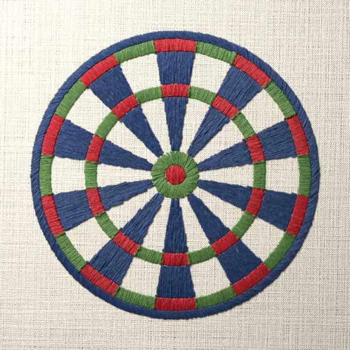 Dartboard seen face on: preview of the stitched design