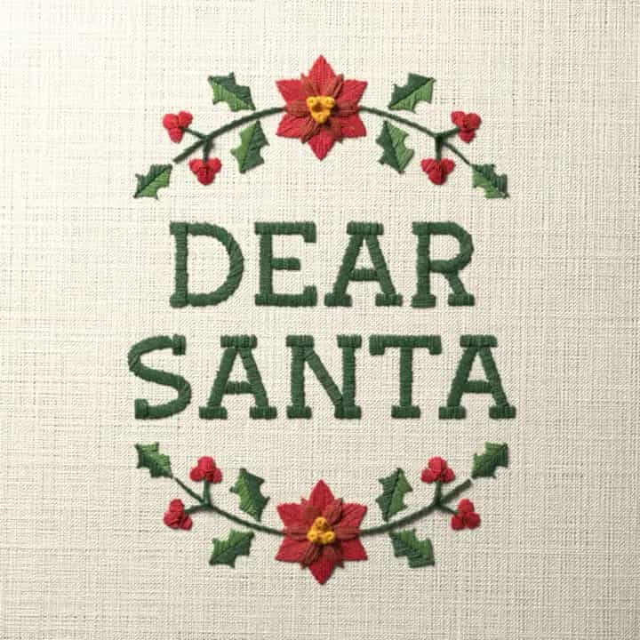 Dear Santa: preview of the stitched design