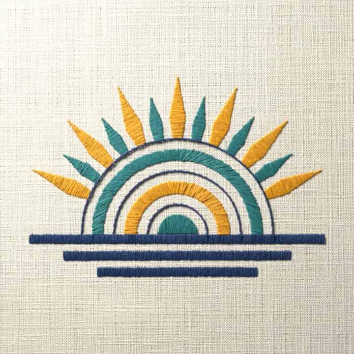 Fan of thirteen rays: preview of the stitched design