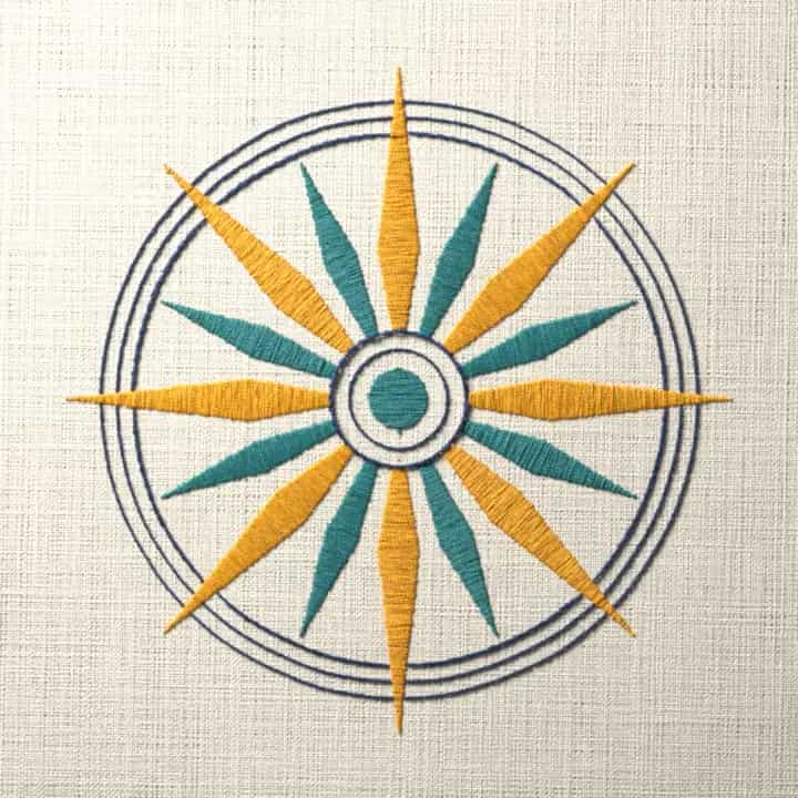 Sixteen-point starburst medallion: preview of the stitched design