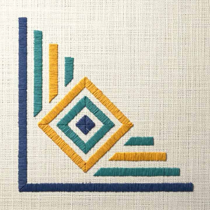 Stepped bar corner: preview of the stitched design