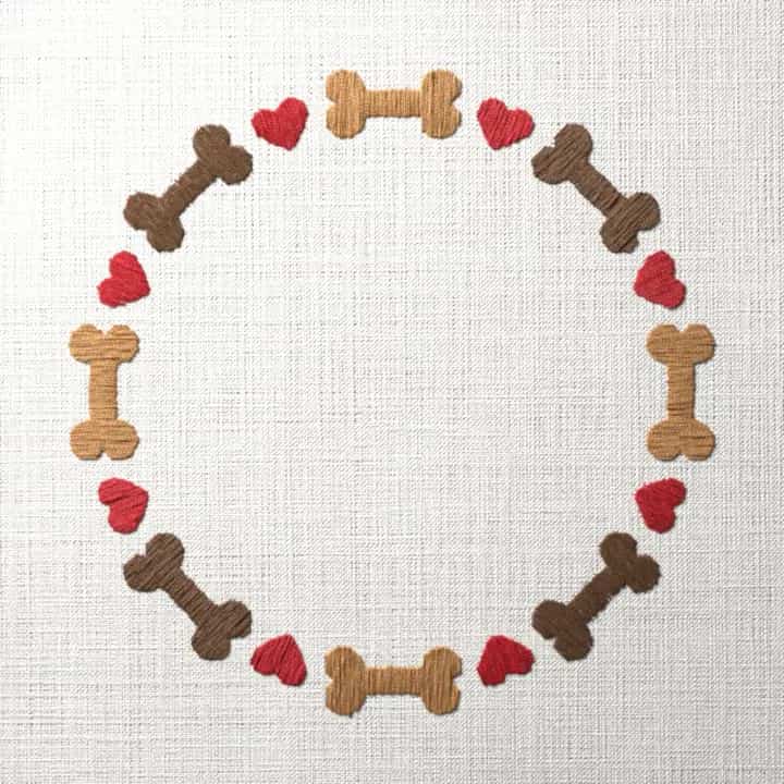 Dog bone ring: preview of the stitched design