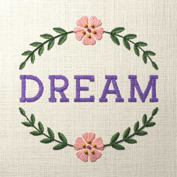 Dream: preview of the stitched design