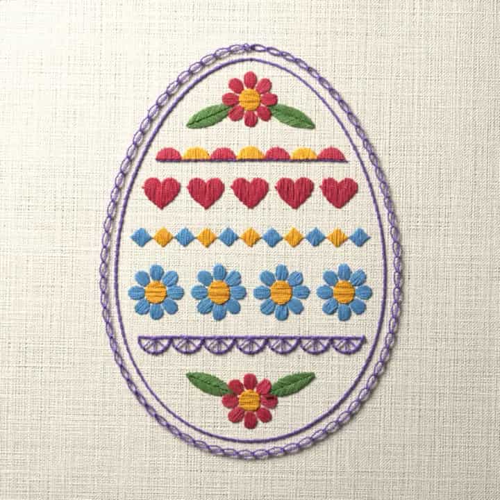 Easter egg band sampler: preview of the stitched design