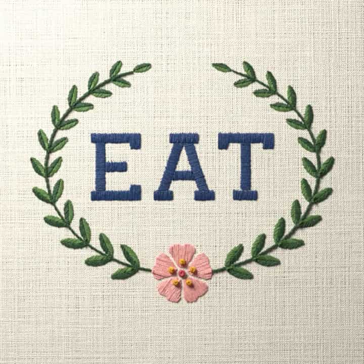 Eat in laurel: preview of the stitched design