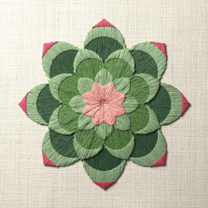 Echeveria rosette: preview of the stitched design
