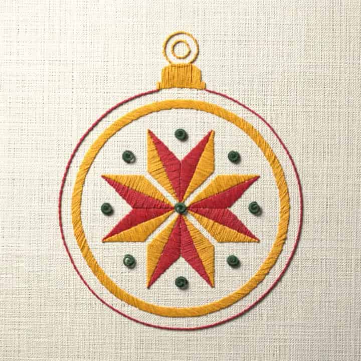 Bauble with an eight-point star: preview of the stitched design