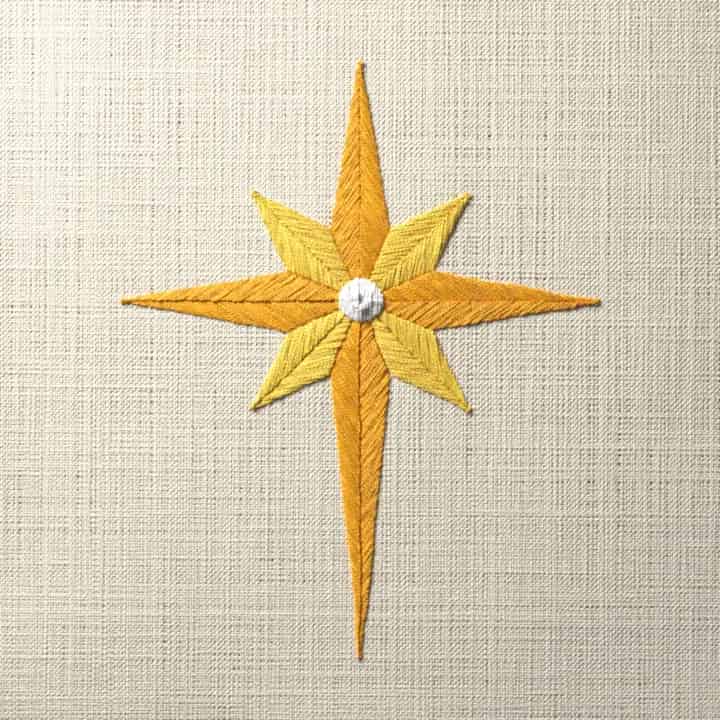 Faceted star of Bethlehem: preview of the stitched design