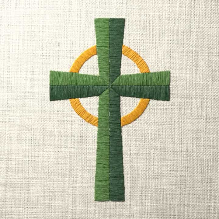 Faceted Celtic cross: preview of the stitched design