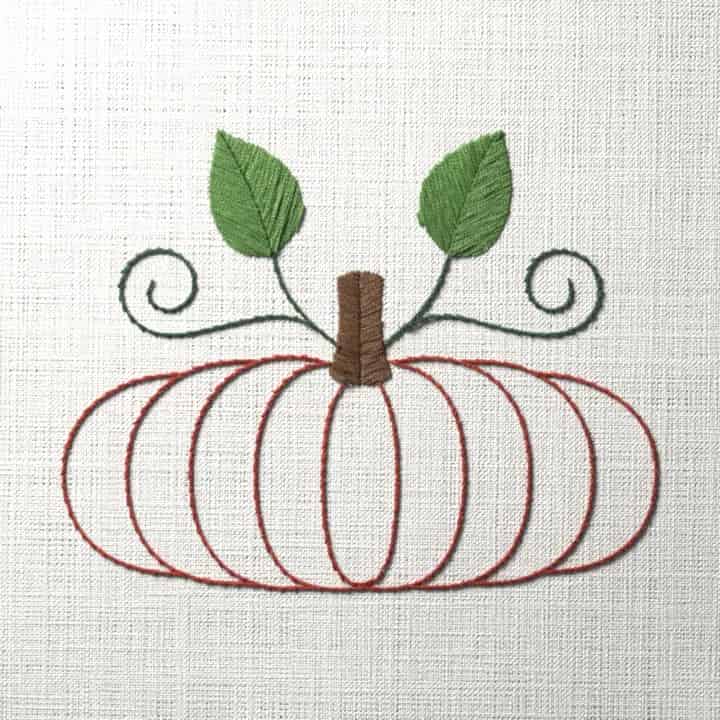 Flat fairytale pumpkin: preview of the stitched design