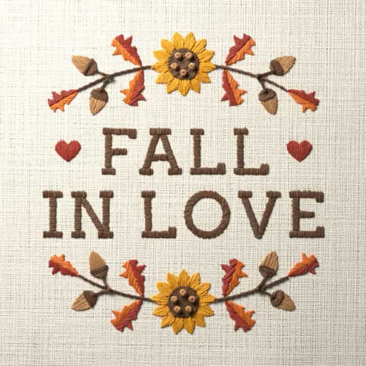 Fall in love: preview of the stitched design