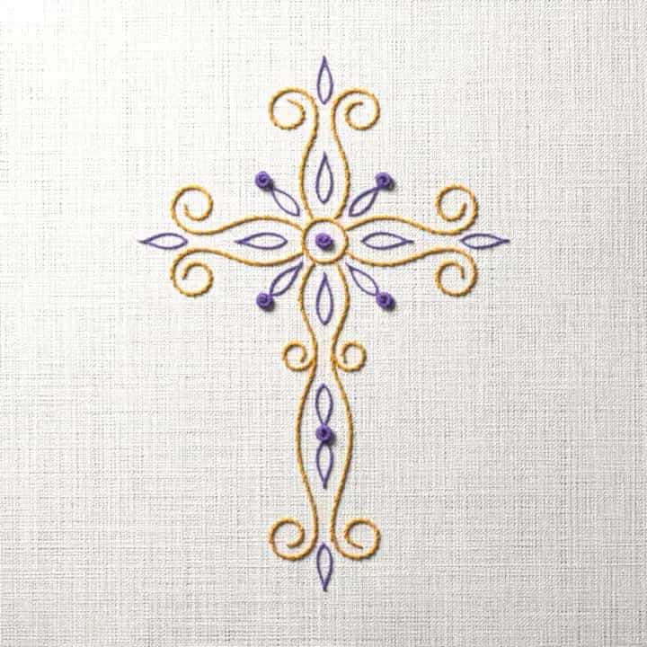 Filigree cross: preview of the stitched design