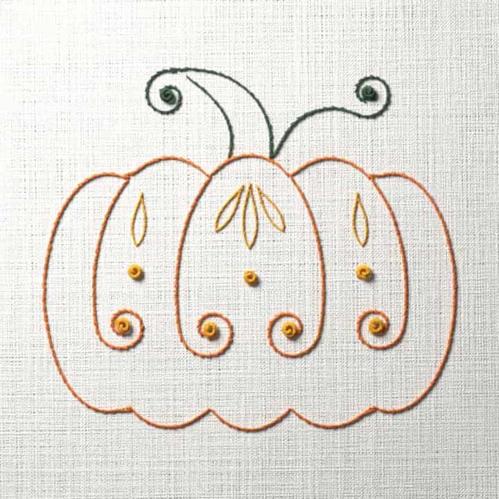 Filigree pumpkin: preview of the stitched design
