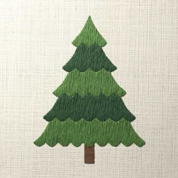 Fir tree in five tiers: preview of the stitched design