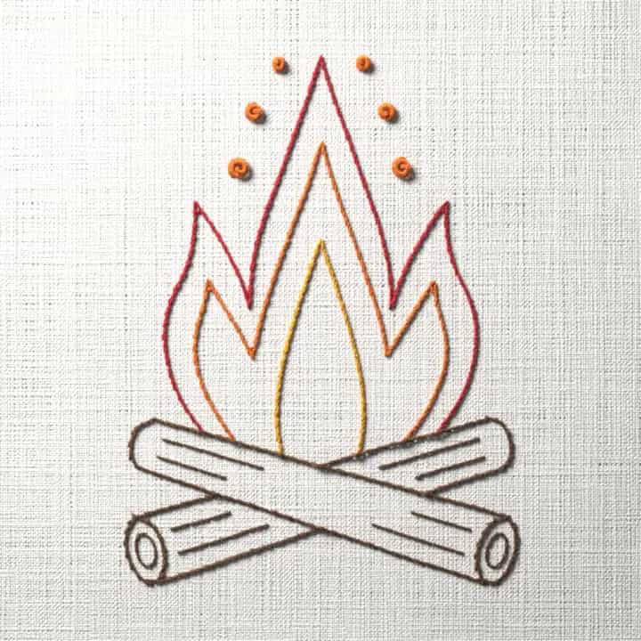 Campfire: preview of the stitched design