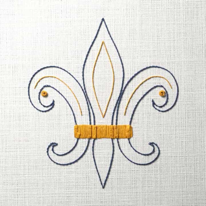 Fleur-de-lis: preview of the stitched design