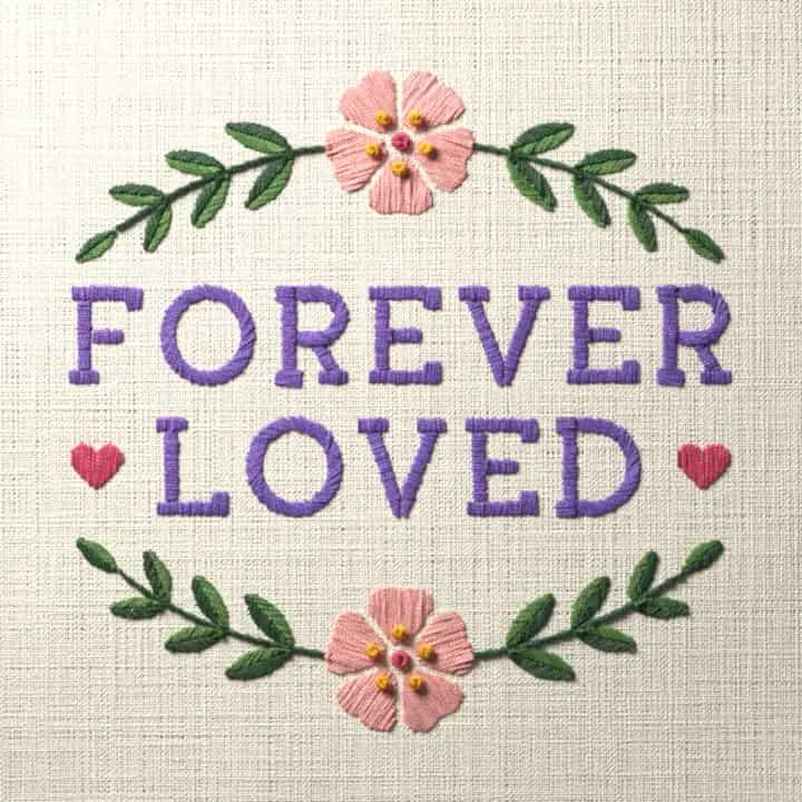 Forever loved: preview of the stitched design