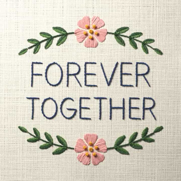 Forever together: preview of the stitched design
