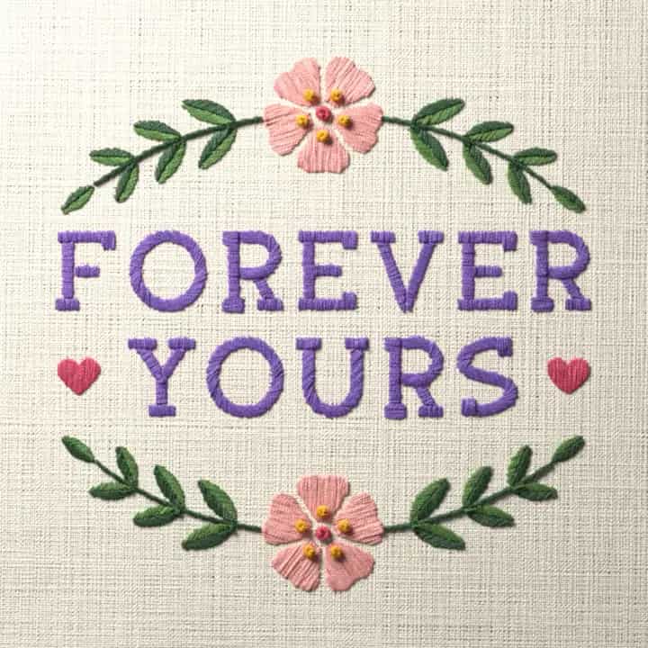 Forever yours: preview of the stitched design