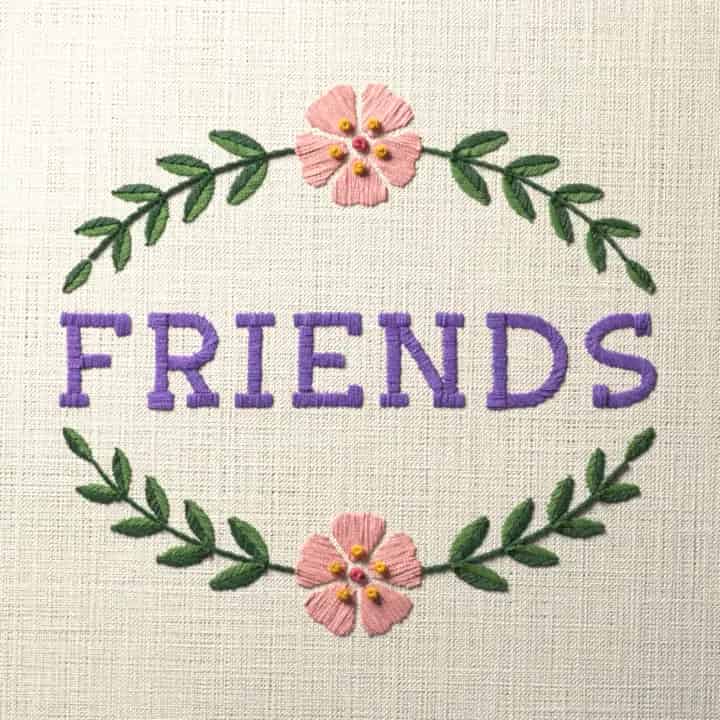 Friends: preview of the stitched design