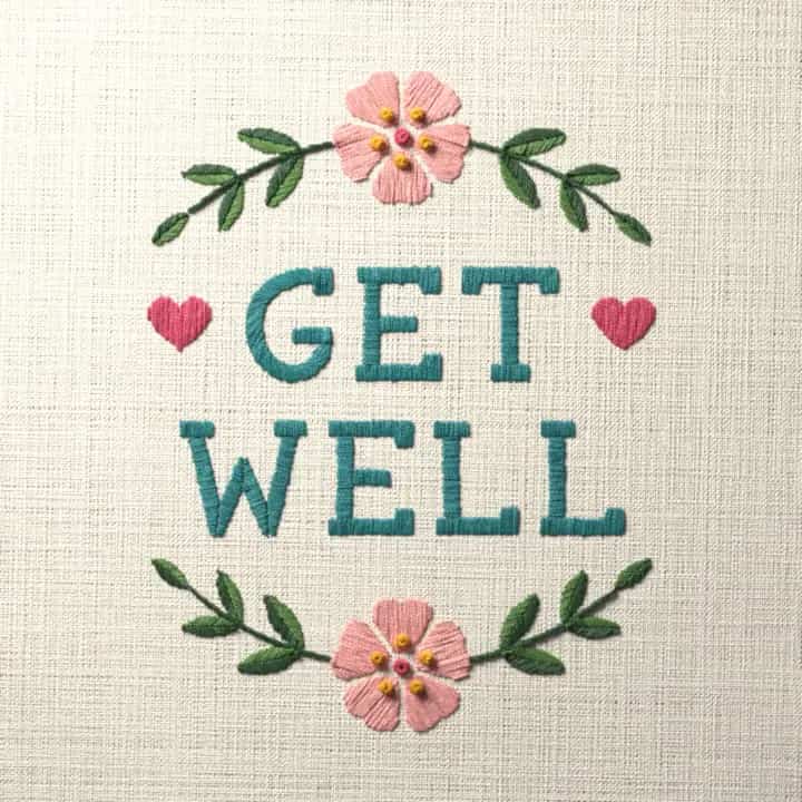 Get well: preview of the stitched design