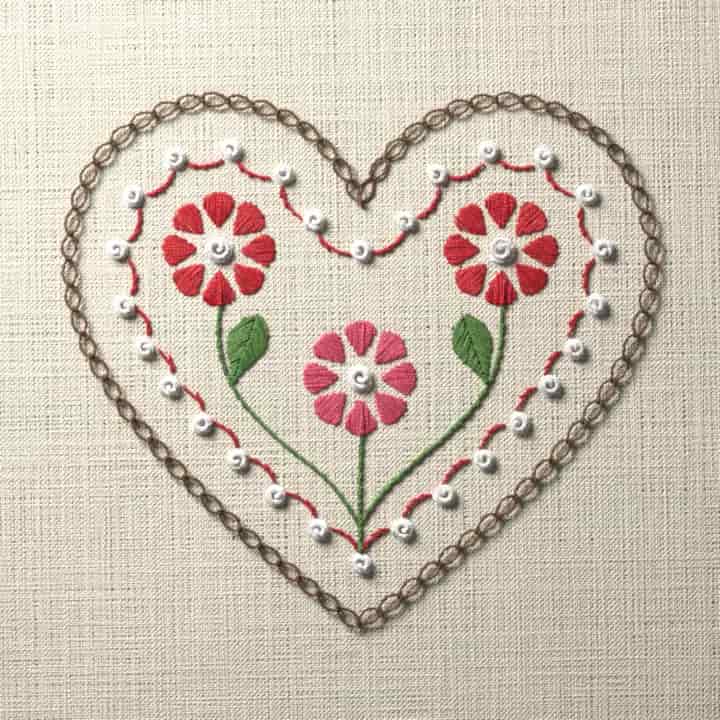 Iced gingerbread heart: preview of the stitched design