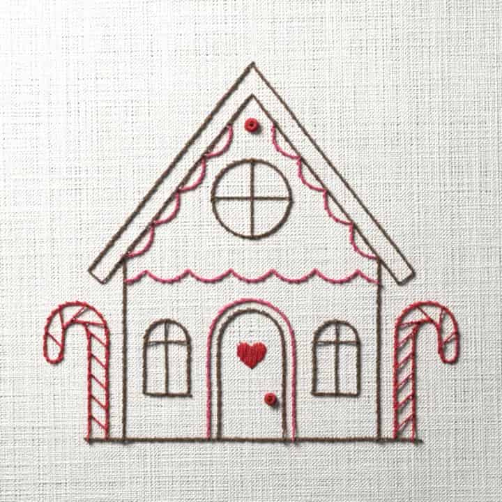 Gingerbread house: preview of the stitched design