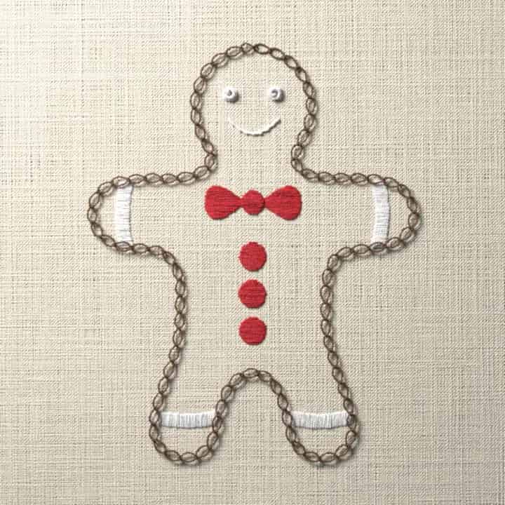 Iced gingerbread man: preview of the stitched design