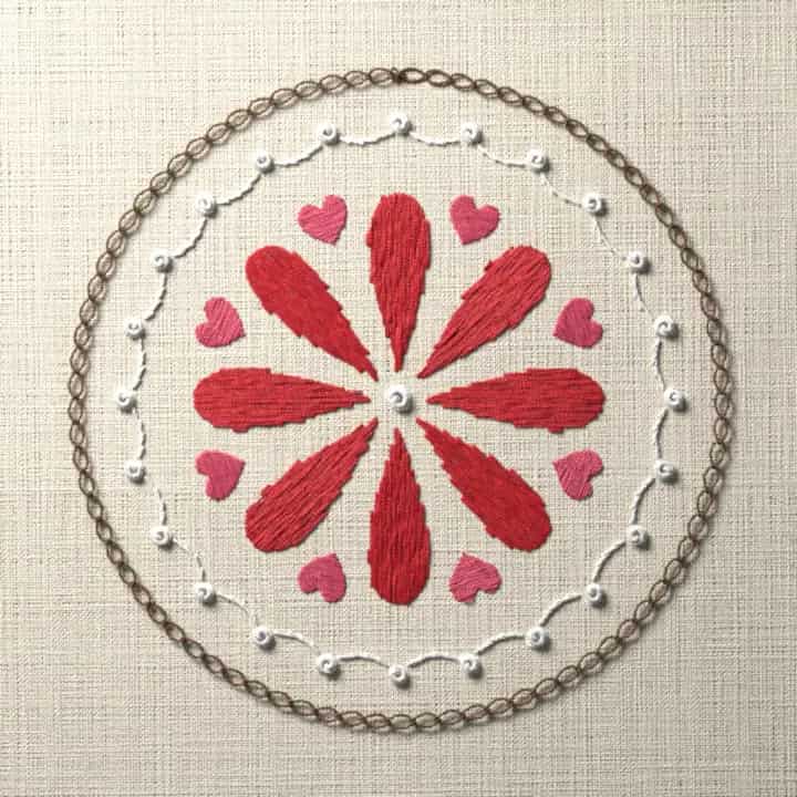 Gingerbread cookie with piped icing: preview of the stitched design