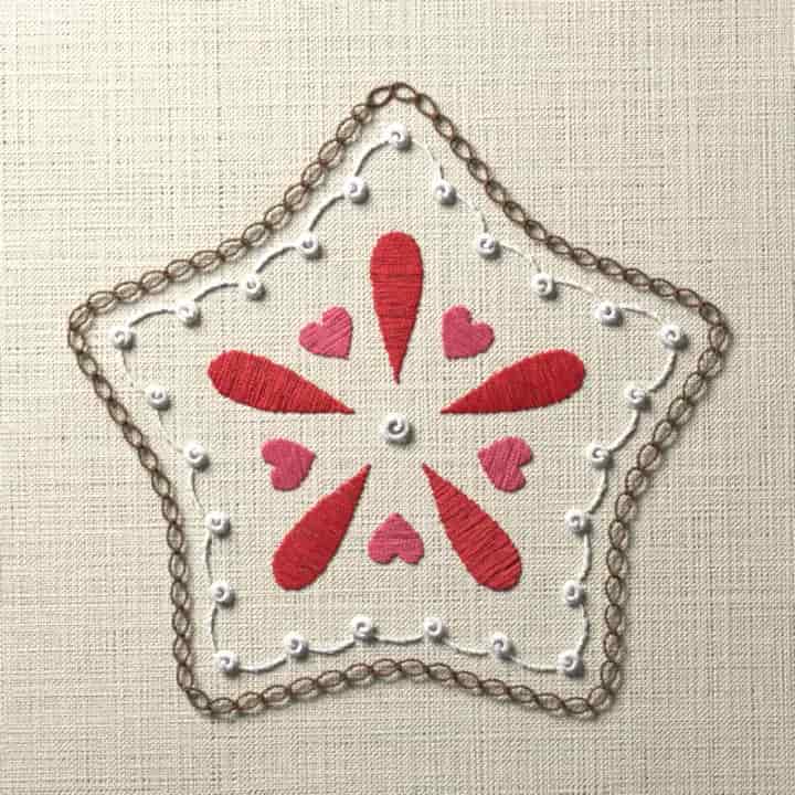 Iced gingerbread star: preview of the stitched design