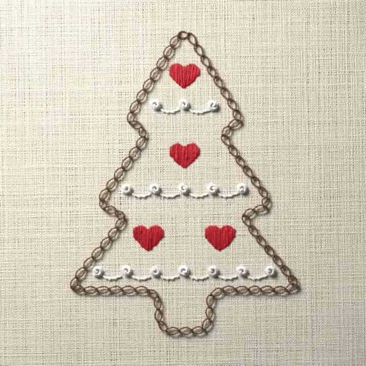 Iced gingerbread tree: preview of the stitched design