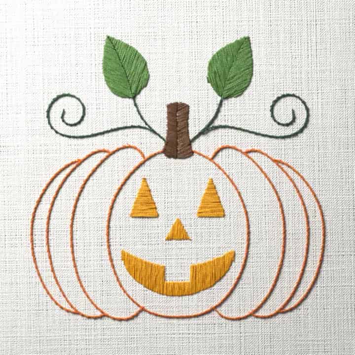 Smiling jack-o'-lantern: preview of the stitched design