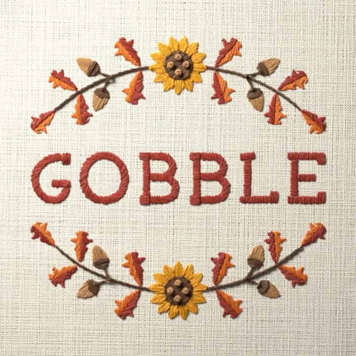 Gobble: preview of the stitched design