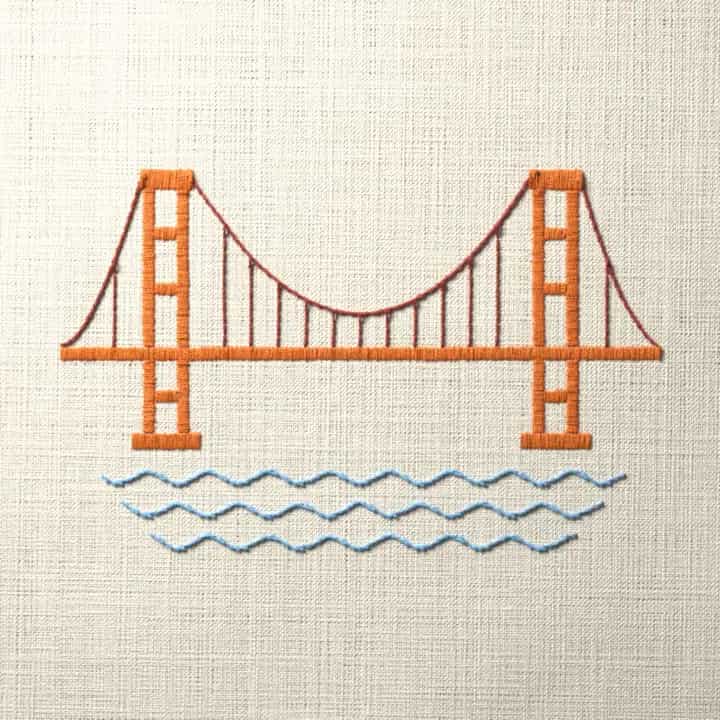 Golden Gate Bridge: preview of the stitched design
