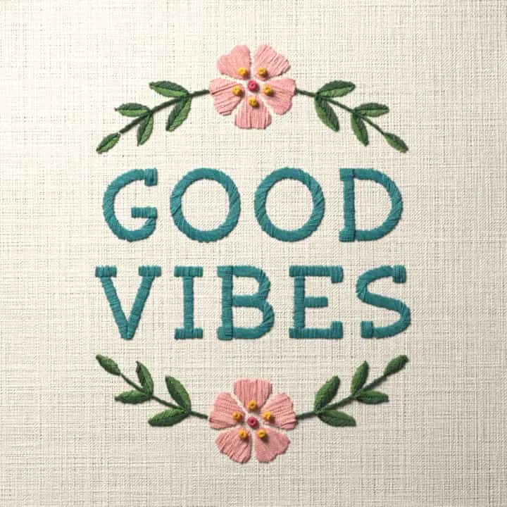Good vibes: preview of the stitched design
