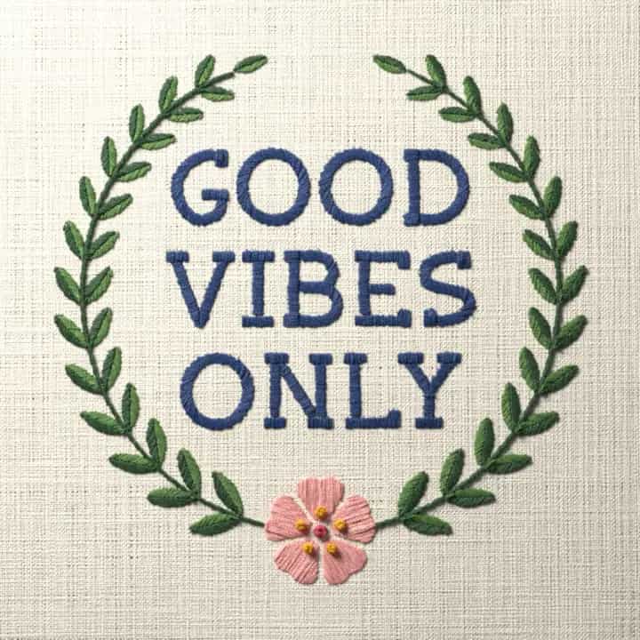 Good vibes only: preview of the stitched design