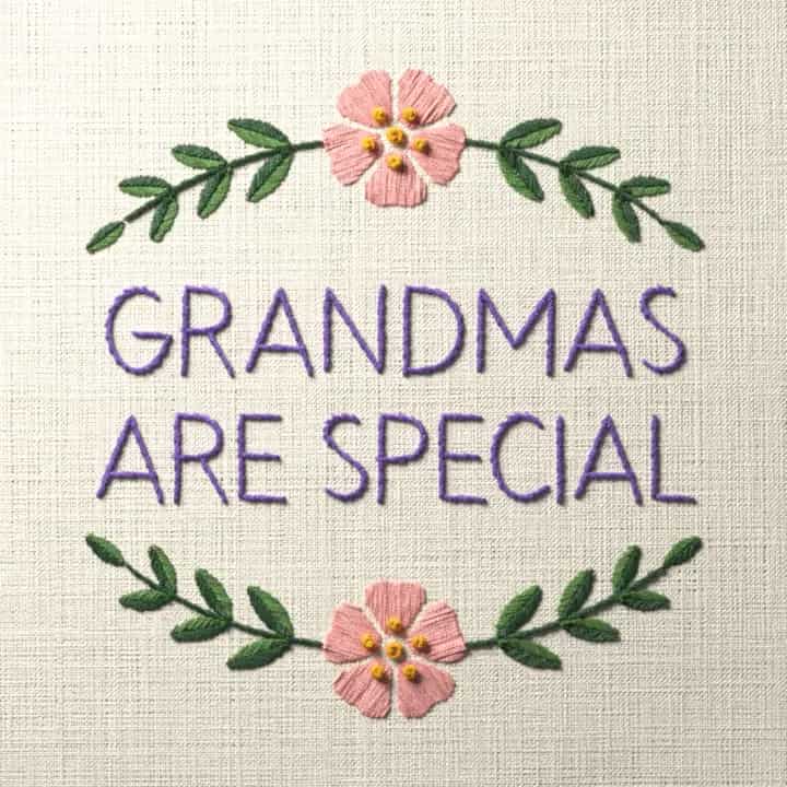 Grandmas are special: preview of the stitched design