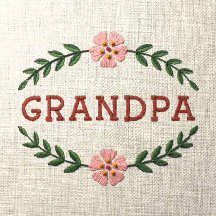 Grandpa: preview of the stitched design