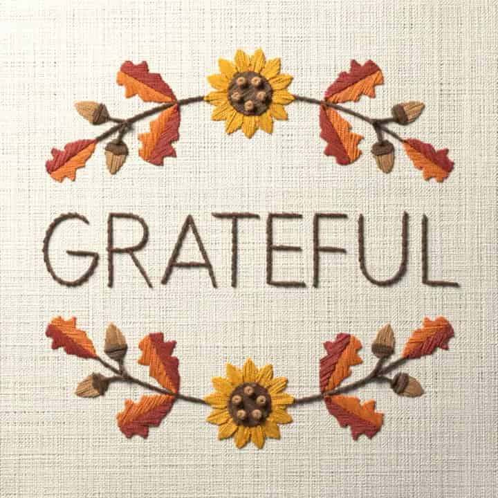 Grateful: preview of the stitched design